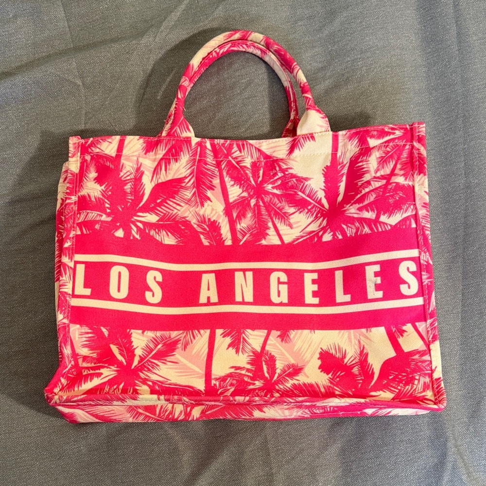 Los Angeles Pink Palm-Print Tote Bag